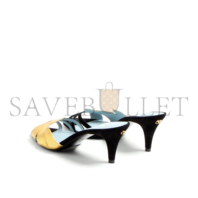 VALENTINO FOLIEFOLIAGE SUEDE SLIDE SANDAL 65MM 6W0S0MH3KMN_DQL VALENTINO FOLIEFOLIAGE SUEDE SLIDE SANDAL 65MM 6W0S0MH3KMN_DQL