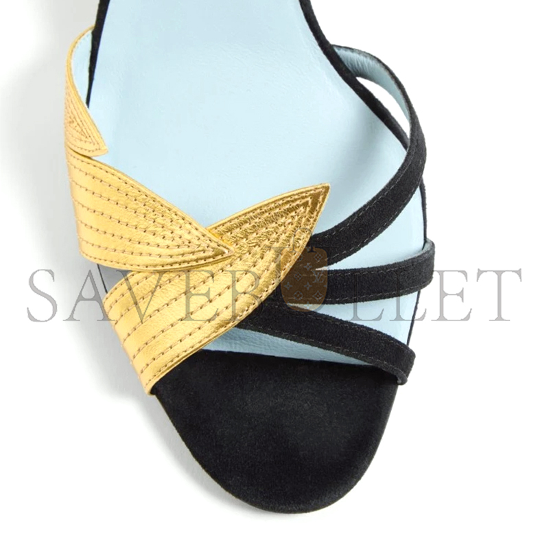 VALENTINO FOLIEFOLIAGE SUEDE SLIDE SANDAL 65MM 6W0S0MH3KMN_DQL VALENTINO FOLIEFOLIAGE SUEDE SLIDE SANDAL 65MM 6W0S0MH3KMN_DQL