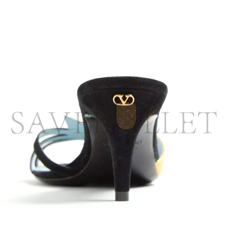 VALENTINO FOLIEFOLIAGE SUEDE SLIDE SANDAL 65MM 6W0S0MH3KMN_DQL VALENTINO FOLIEFOLIAGE SUEDE SLIDE SANDAL 65MM 6W0S0MH3KMN_DQL