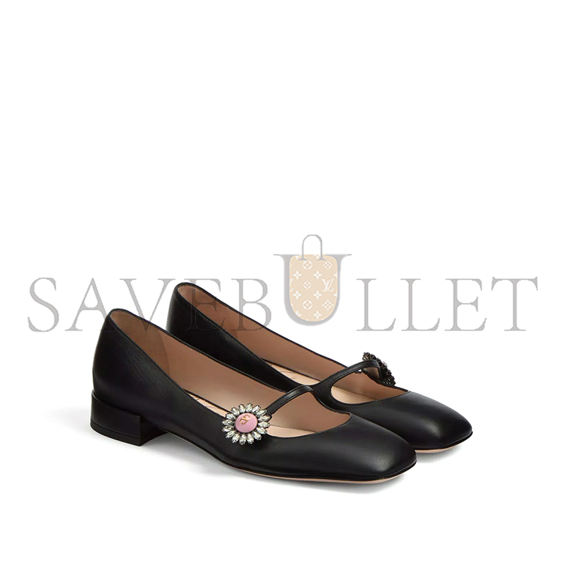 VALENTINO MARY-JANE PRESHOES BALLERINA IN KIDSKIN WITH JEWEL BUTTON 20MM 6W2S0LL7DHS_9TJ VALENTINO MARY-JANE PRESHOES BALLERINA IN KIDSKIN WITH JEWEL BUTTON 20MM 6W2S0LL7DHS_9TJ
