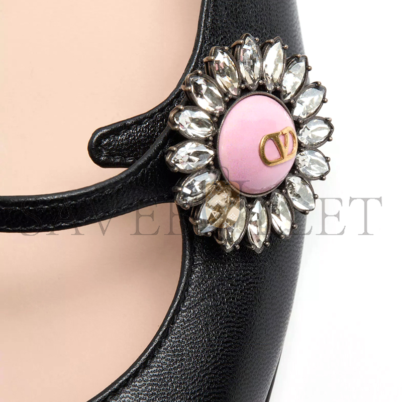 VALENTINO MARY-JANE PRESHOES BALLERINA IN KIDSKIN WITH JEWEL BUTTON 20MM 6W2S0LL7DHS_9TJ VALENTINO MARY-JANE PRESHOES BALLERINA IN KIDSKIN WITH JEWEL BUTTON 20MM 6W2S0LL7DHS_9TJ