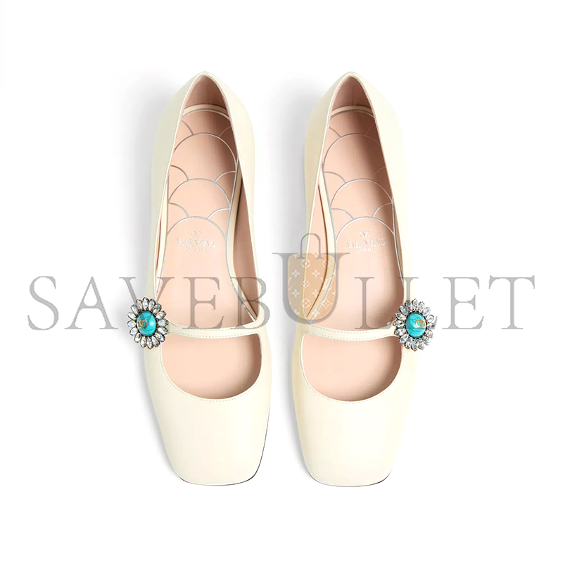VALENTINO MARY-JANE PRESHOES BALLERINA IN KIDSKIN WITH JEWEL BUTTON 20MM 6W2S0LL7DHS_9TK VALENTINO MARY-JANE PRESHOES BALLERINA IN KIDSKIN WITH JEWEL BUTTON 20MM 6W2S0LL7DHS_9TK