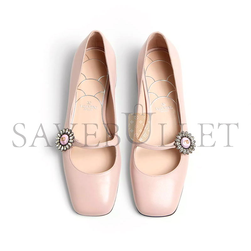 VALENTINO MARY-JANE PRESHOES BALLERINA IN KIDSKIN WITH JEWEL BUTTON 20MM 6W2S0LL7DHS_D3Y VALENTINO MARY-JANE PRESHOES BALLERINA IN KIDSKIN WITH JEWEL BUTTON 20MM 6W2S0LL7DHS_D3Y