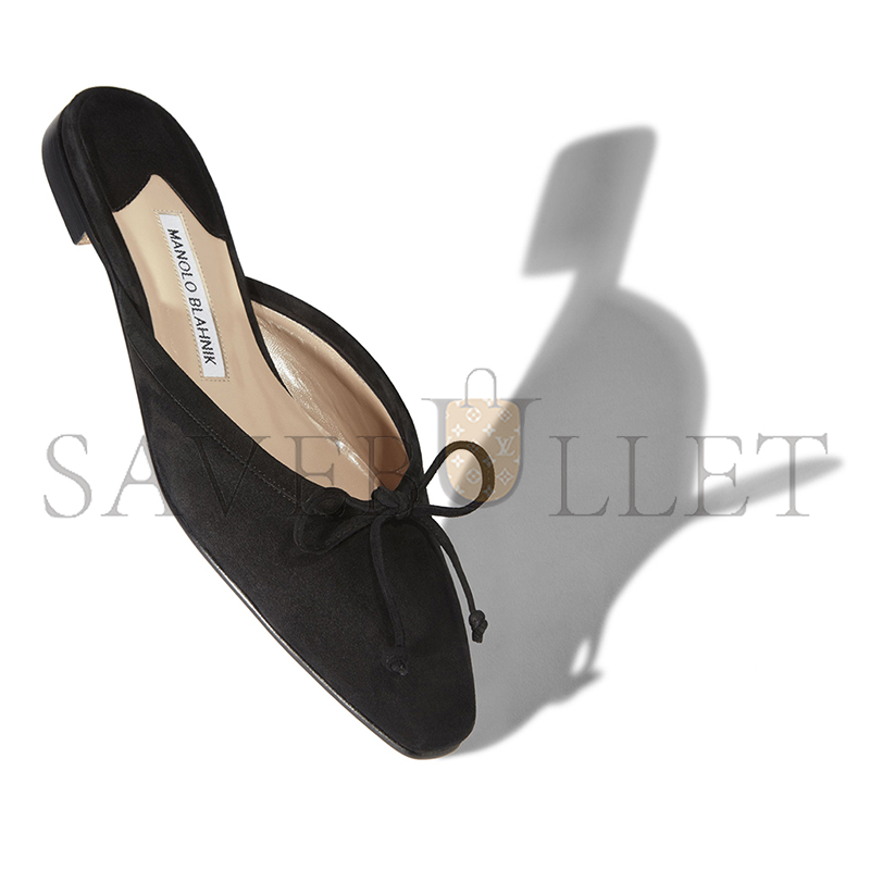 MANOLO BLAHNIK BALLERIMU BLACK SUEDE FLAT MULES 9XX-0657-0013 MANOLO BLAHNIK BALLERIMU BLACK SUEDE FLAT MULES 9XX-0657-0013