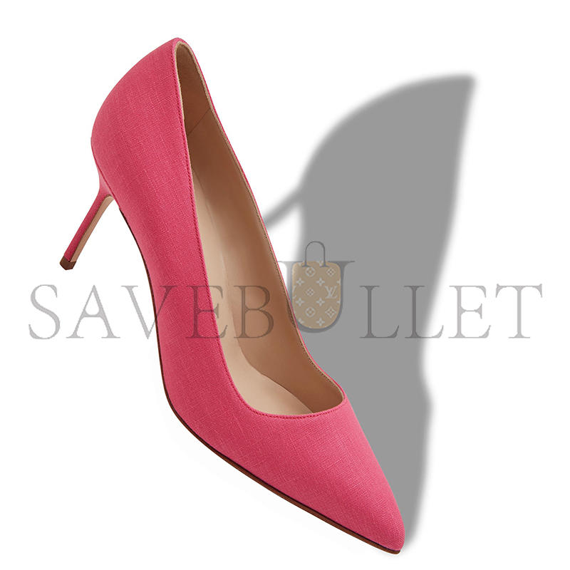 MANOLO BLAHNIK BB 70 PINK LINEN POINTED TOE PUMPS 125-2930-0007 MANOLO BLAHNIK BB 70 PINK LINEN POINTED TOE PUMPS 125-2930-0007