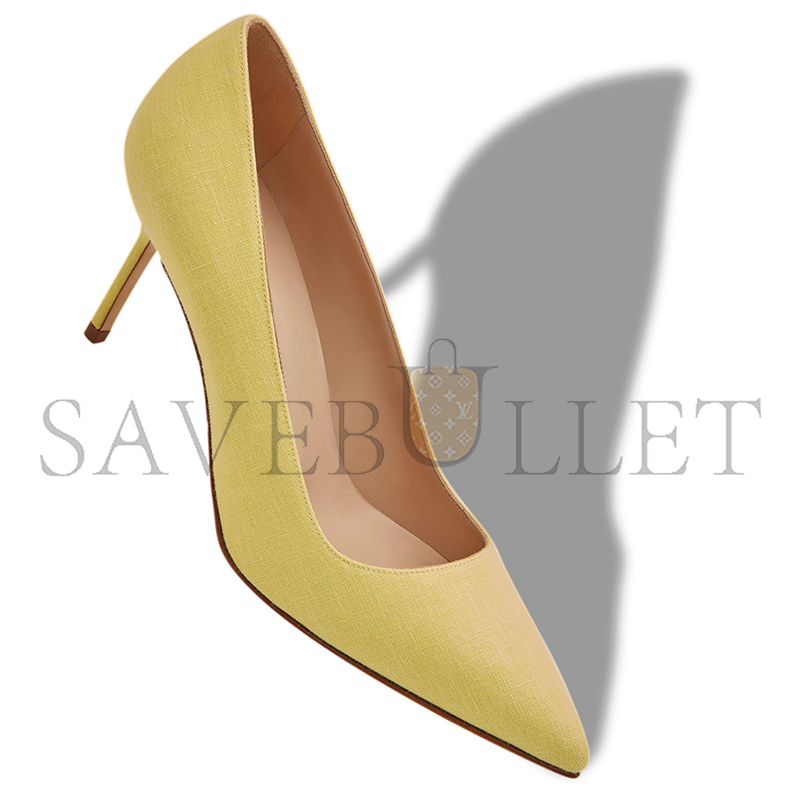 MANOLO BLAHNIK BB 70 YELLOW LINEN POINTED TOE PUMPS 125-2930-0002 MANOLO BLAHNIK BB 70 YELLOW LINEN POINTED TOE PUMPS 125-2930-0002