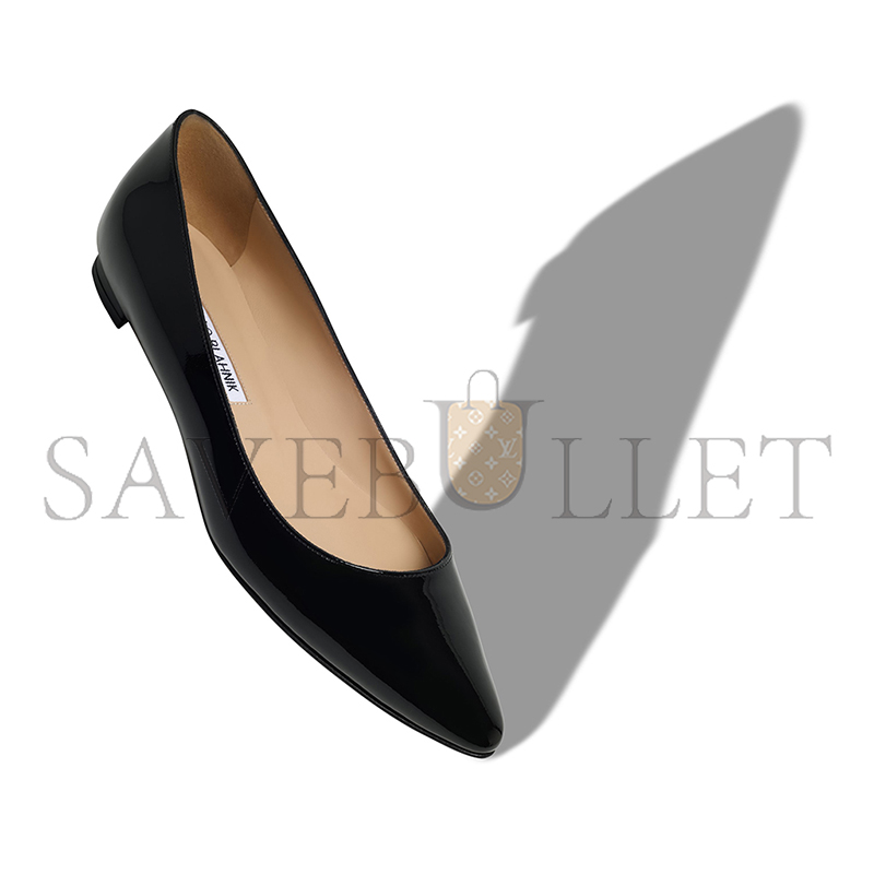 MANOLO BLAHNIK BBFLAT BLACK PATENT LEATHER POINTED TOE FLAT PUMPS 9XX-0545-0008 MANOLO BLAHNIK BBFLAT BLACK PATENT LEATHER POINTED TOE FLAT PUMPS 9XX-0545-0008