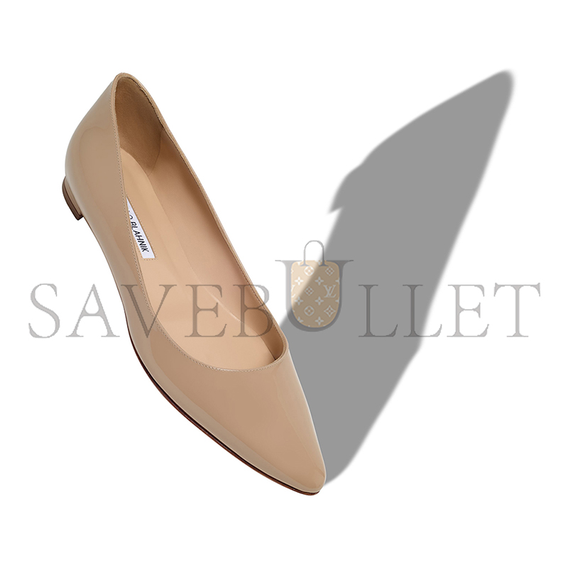 MANOLO BLAHNIK BBFLAT LIGHT BEIGE PATENT LEATHER POINTED TOE FLAT PUMPS 9XX-0545-0010 MANOLO BLAHNIK BBFLAT LIGHT BEIGE PATENT LEATHER POINTED TOE FLAT PUMPS 9XX-0545-0010