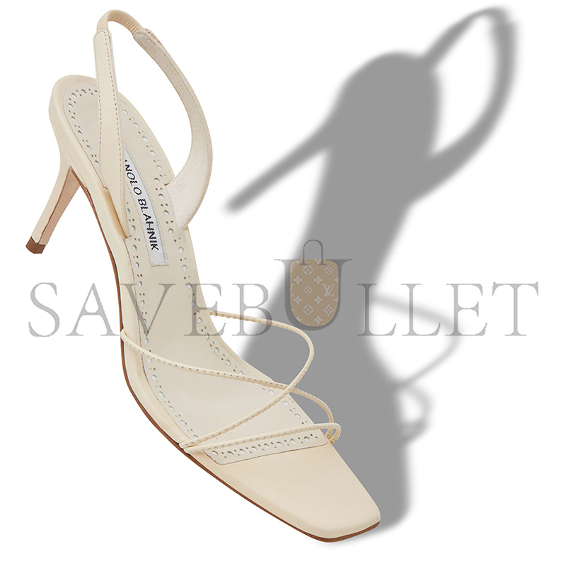 MANOLO BLAHNIK NINFEA CREAM NAPPA LEATHER SLINGBACK SANDALS 224-1684-0001 MANOLO BLAHNIK NINFEA CREAM NAPPA LEATHER SLINGBACK SANDALS 224-1684-0001