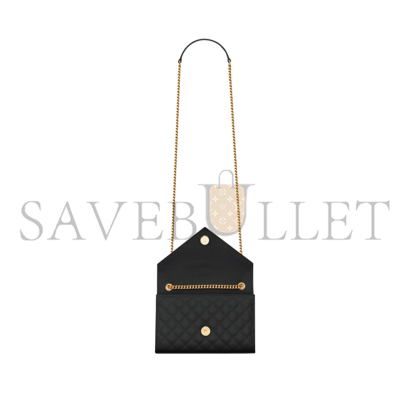 YSL ENVELOPE SMALL IN QUILTED GRAIN DE POUDRE EMBOSSED LEATHER 600195BOW911000 (21*13*6cm)