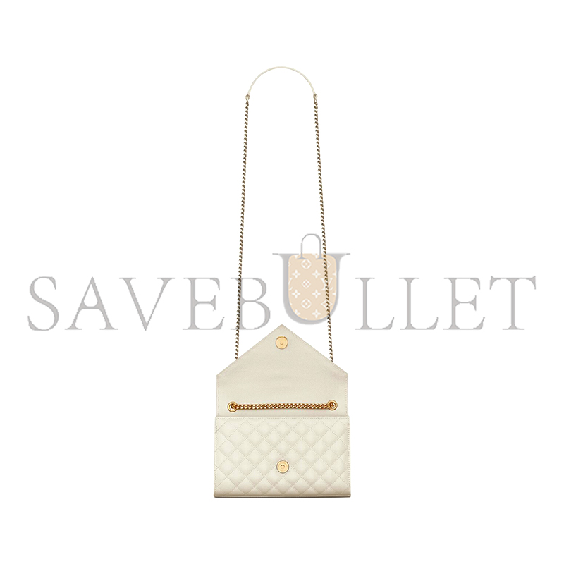 YSL ENVELOPE SMALL IN QUILTED GRAIN DE POUDRE EMBOSSED LEATHER 600195BOW919207 (21*13*6cm) YSL ENVELOPE SMALL IN QUILTED GRAIN DE POUDRE EMBOSSED LEATHER 600195BOW919207 (21*13*6cm)