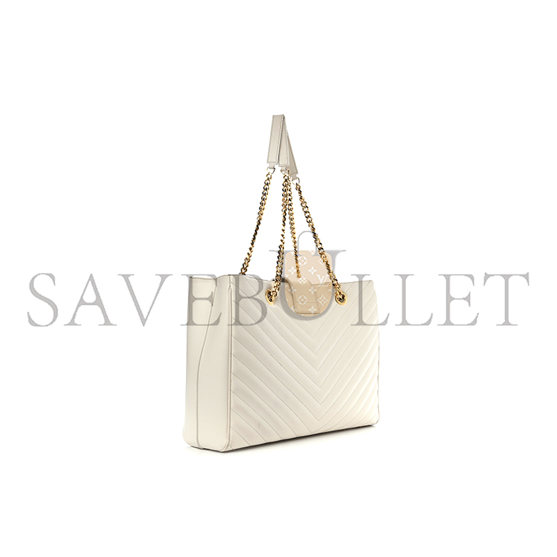 YSL CHEVRON LEATHER CLASSIC MONOGRAM SHOPPING TOTE WHITE 1466144 (33*22*15cm)