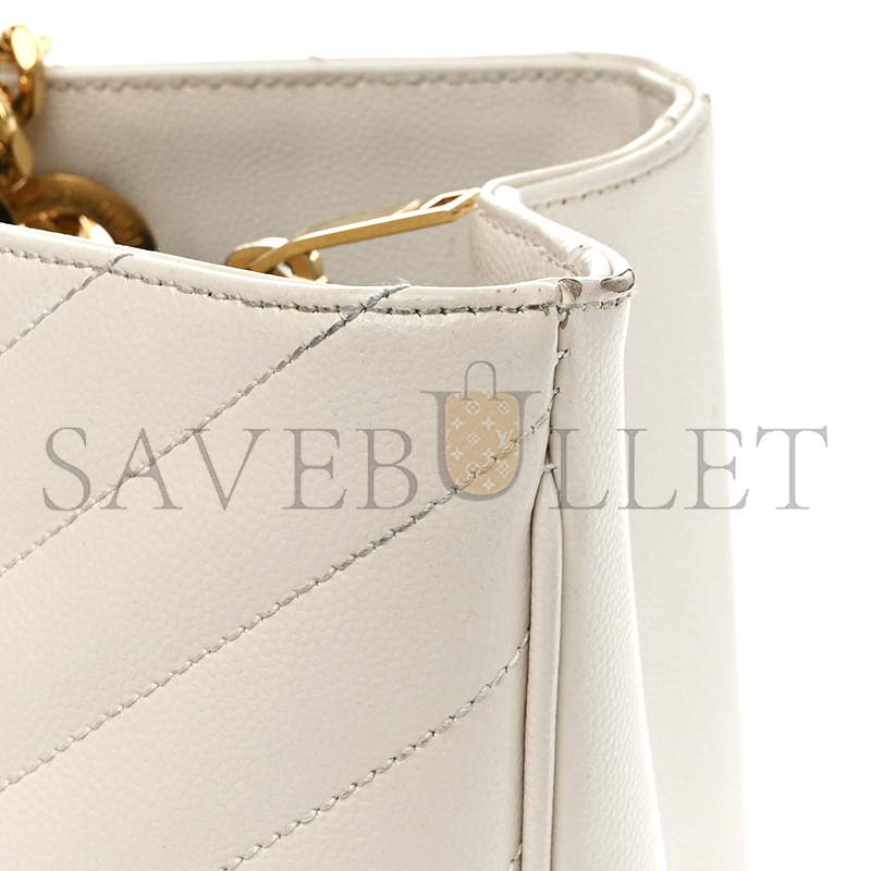 YSL CHEVRON LEATHER CLASSIC MONOGRAM SHOPPING TOTE WHITE 1466144 (33*22*15cm)