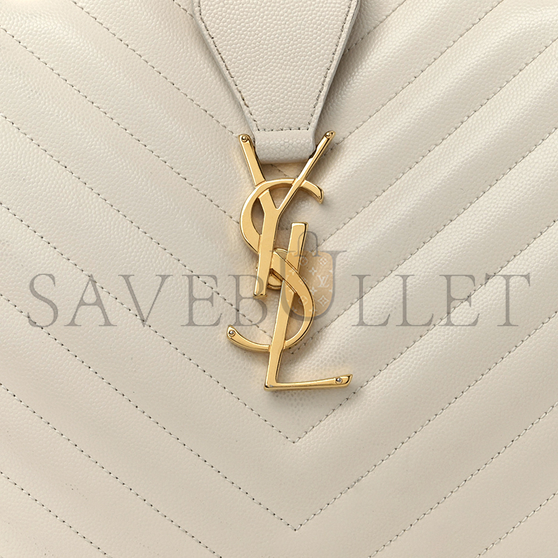 YSL CHEVRON LEATHER CLASSIC MONOGRAM SHOPPING TOTE WHITE 1466144 (33*22*15cm)