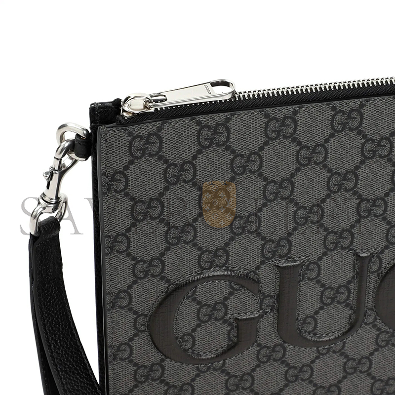 GUCCI GG SUPREME SPUNTY CALF LEATHER POUCH 768374 (28*22*3cm)