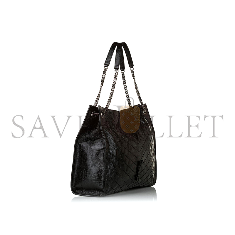 YSL NIKI LARGE QUILTED CRINKLED GLOSSED-LEATHER TOTE 19971654706912833 (39*31.5*12.5cm)