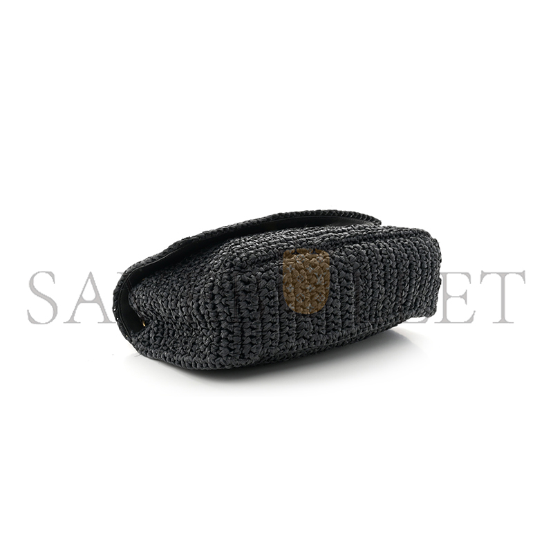 YSL NIKI RAFFIA SHOULDER BAG IN BLACK 1550433 (21*16*7.5cm)