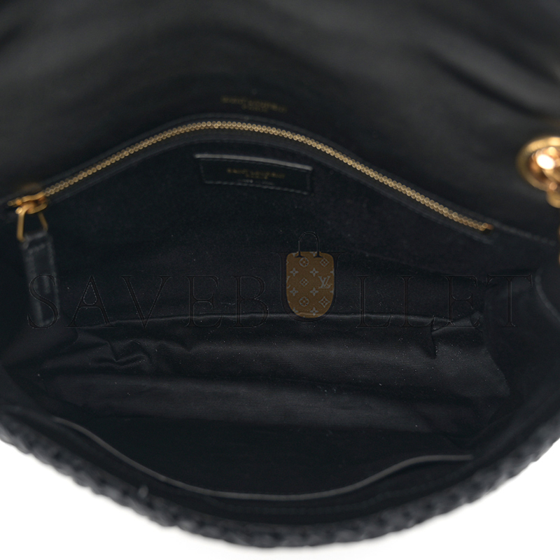 YSL NIKI RAFFIA SHOULDER BAG IN BLACK 1550433 (21*16*7.5cm)