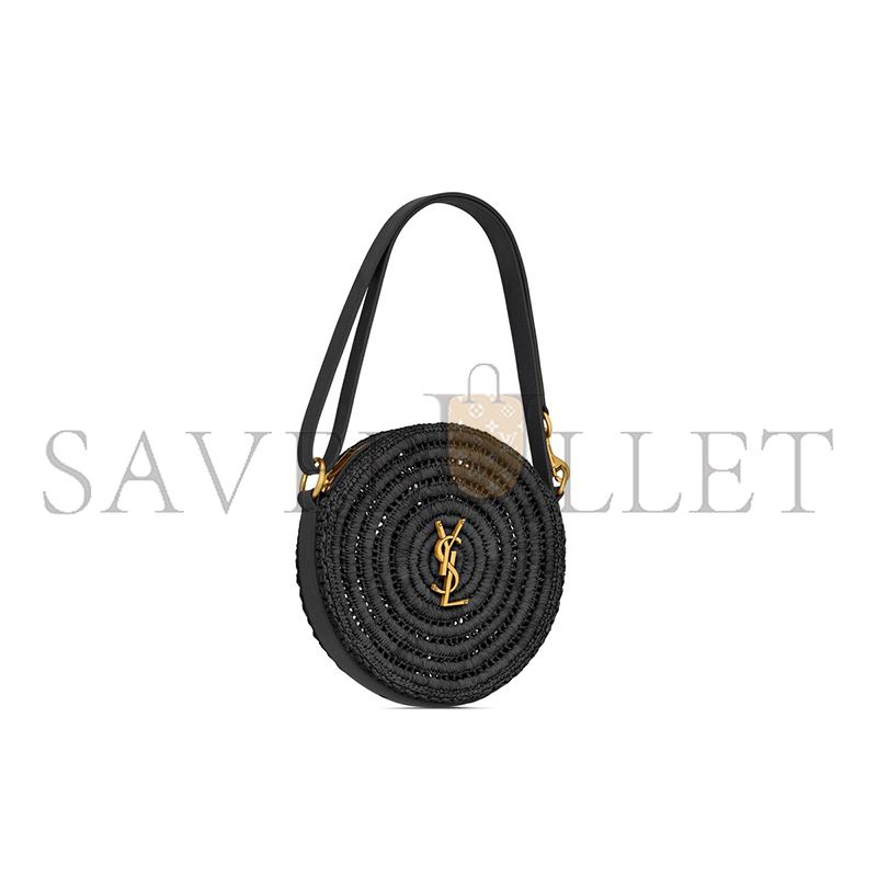 YSL ROUND BAG IN RAFFIA AND VEGETABLE-TANNED LEATHER 744292GAADR1000 (21.5*21.5*4.5cm) YSL ROUND BAG IN RAFFIA AND VEGETABLE-TANNED LEATHER 744292GAADR1000 (21.5*21.5*4.5cm)