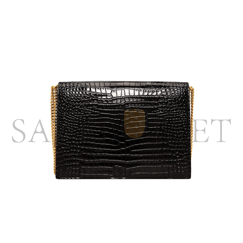 YSL CASSANDRA EMBOSSED CLASP BAG BLACK 23639573 (22*16.5*5.5cm)