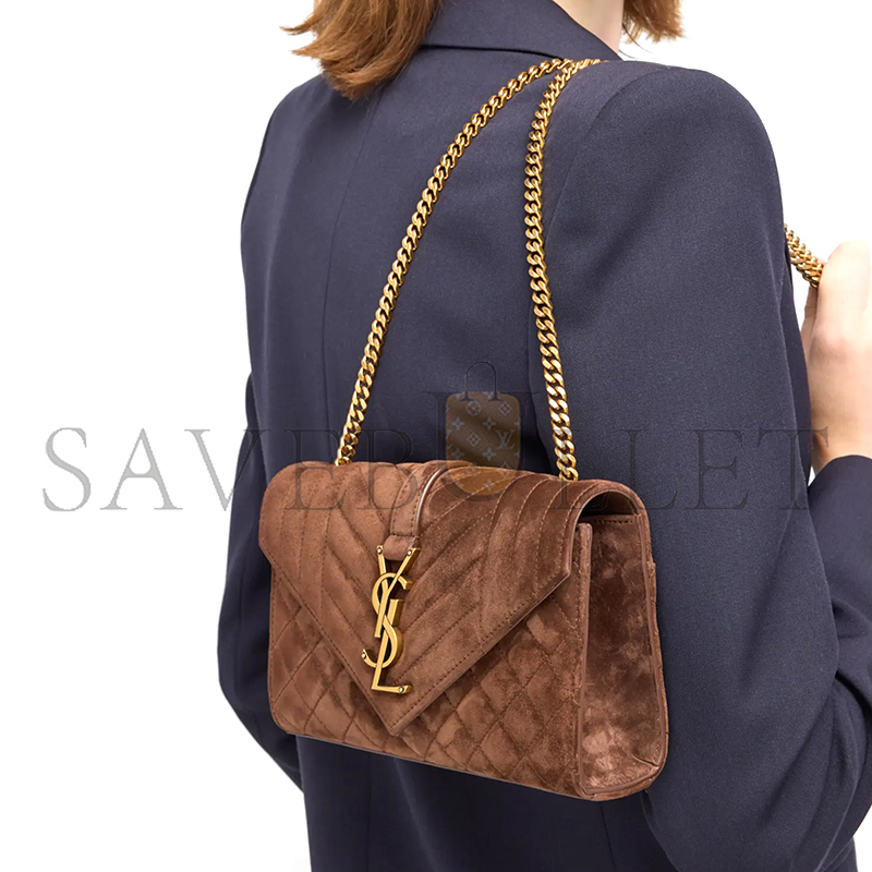 YSL ENVELOPE SMALL BAG IN SUDE SHOULDER BAG 401231603266 (21*13*6cm)