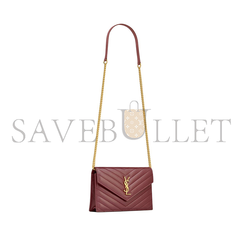 YSL CASSANDRE ENVELOPE CHAIN WALLET IN LAMBSKIN 742920AAA446592 (19*12.5*3.5cm)