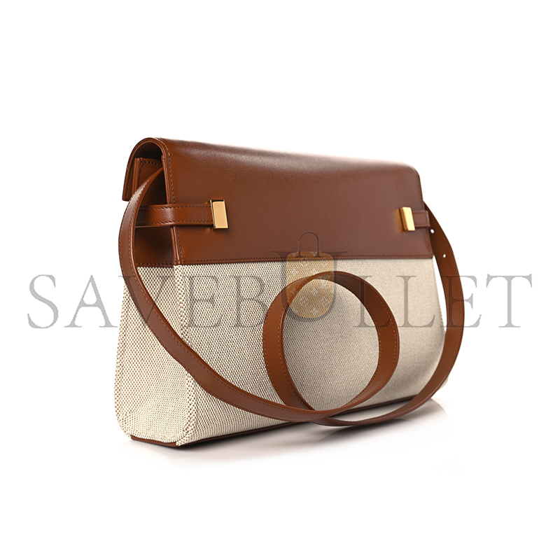 YSL MANHATTAN SHOULDER BAG IN LEATHER AND CANVAS SHOULDER BAG 5792711243079 (29*20*7.5cm)
