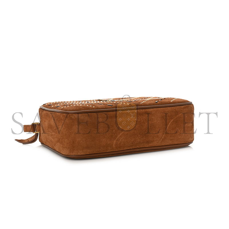 YSL LOU CAMERA BAG IN SUEDE STUDDED WOVEN 61254411ZWW2639 (23*16*6cm)