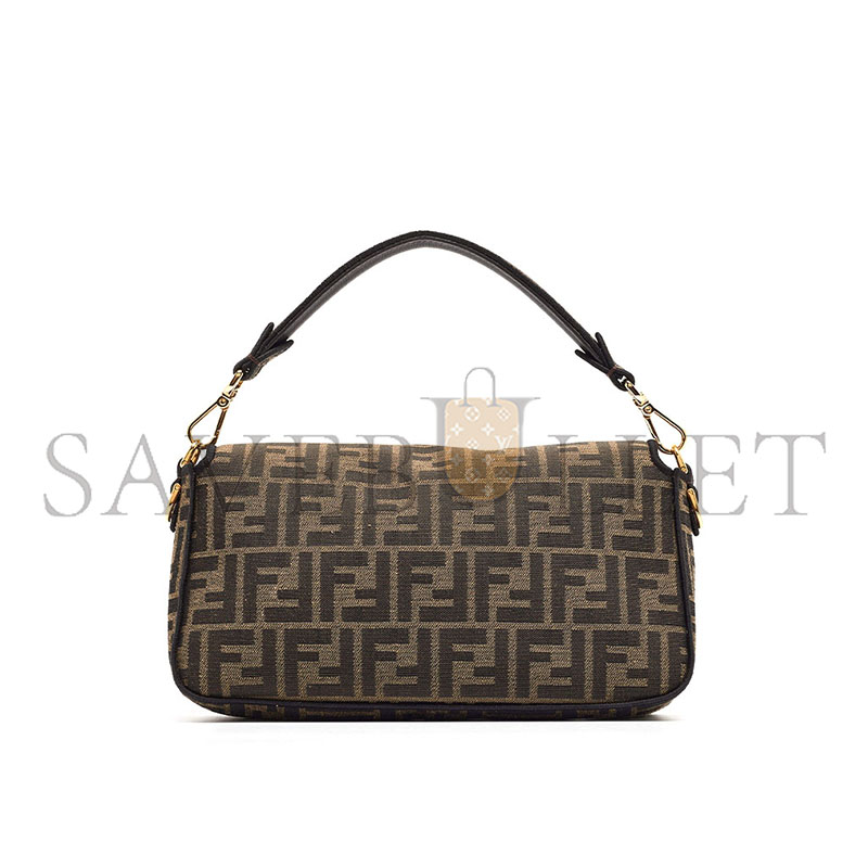 FENDI TOBACCO ZUCCA JACQUARD CANVAS MEDIUM BAGUETTE BAG (27*15*6cm) 