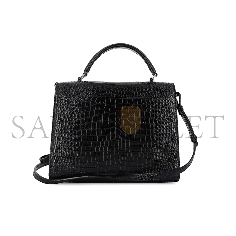 YSL CASSANDRA MEDIUM TOP HANDLE BAG IN CROCODILE-EMBOSSED SHINY LEATHER 578000546632 (24.5*20*11.5cm)