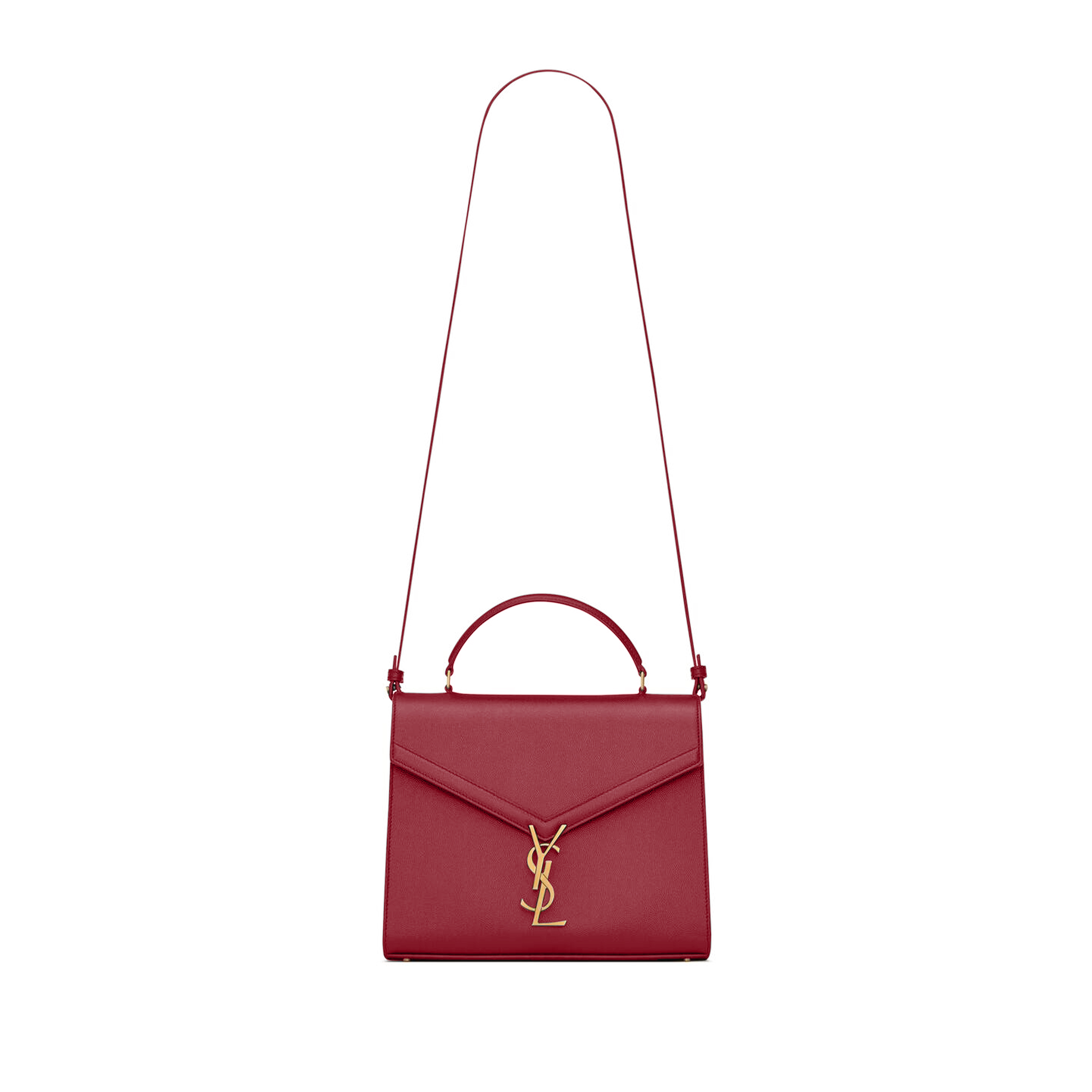 YSL CASSANDRA MEDIUM TOP HANDLE BAG IN GRAIN DE POUDRE EMBOSSED LEATHER 578000114230 (24.5*20*11.5cm)