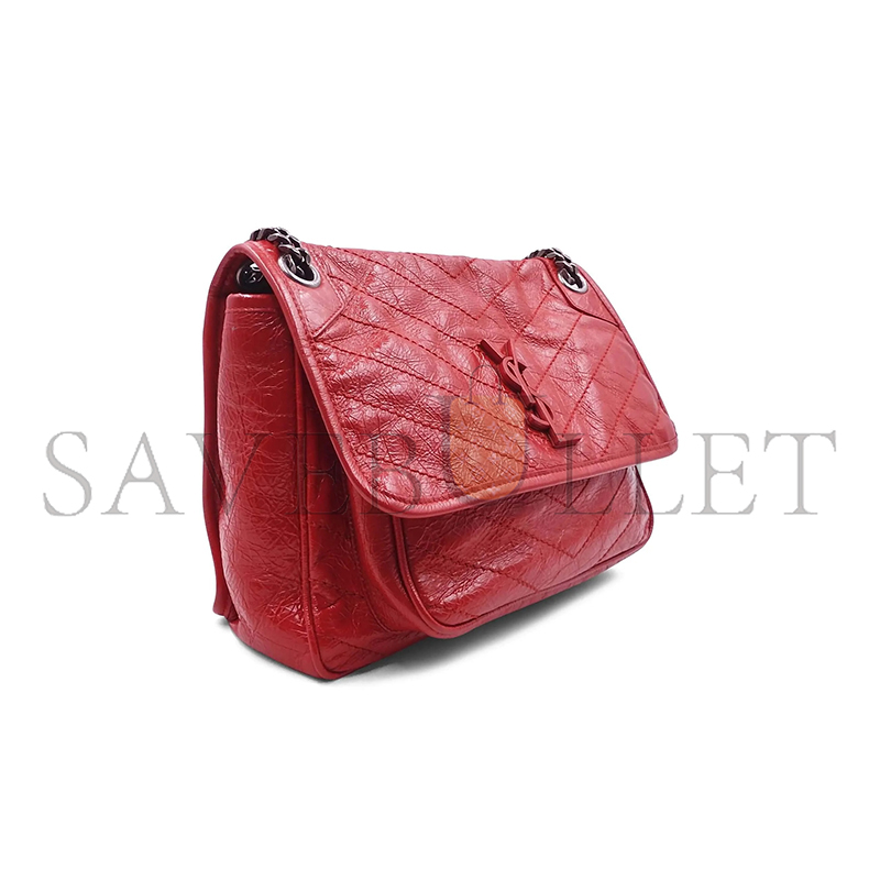 YSL NIKI MEDIUM CHAIN BAG IN CRINKLED VINTAGE LEATHER 4988940EN046805 (28*20*8.5cm)