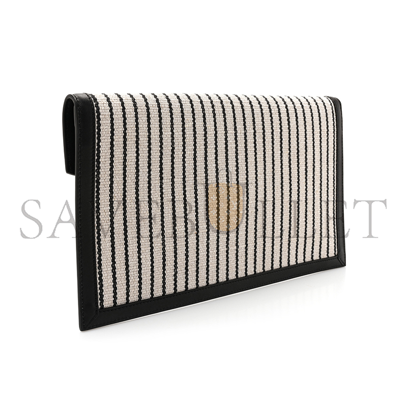 YSL UPTOWN POUCH IN CANVAS AND SMOOTH LEATHER 565739554238 (27*16*2cm)