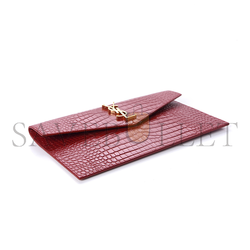 YSL UPTOWN POUCH IN CROCODILE-EMBOSSED SHINY LEATHER 565739607072 (27*16*2cm)