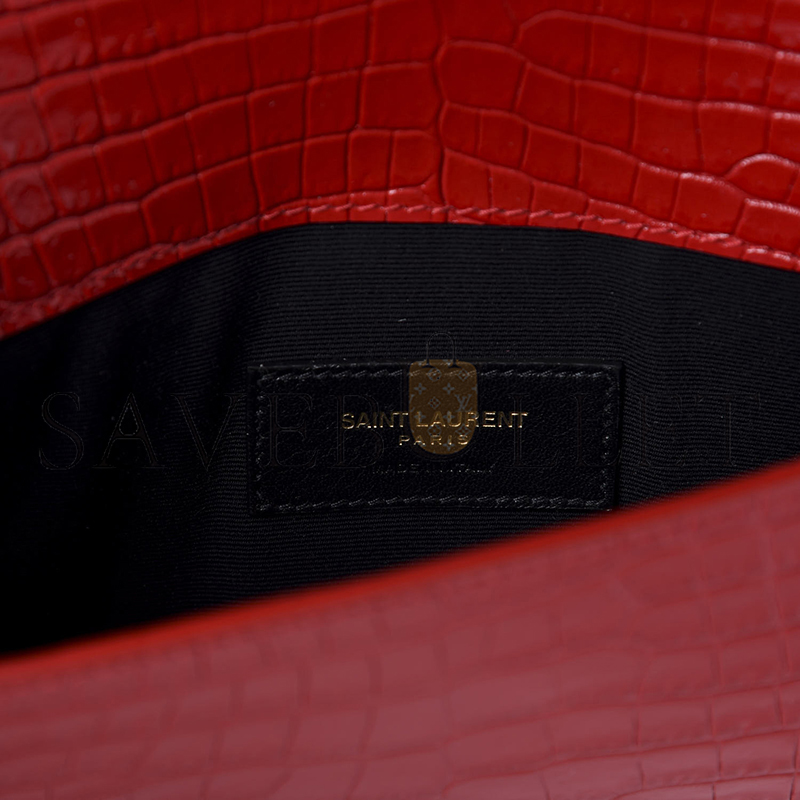 YSL UPTOWN POUCH IN CROCODILE-EMBOSSED SHINY LEATHER 565739607072 (27*16*2cm)