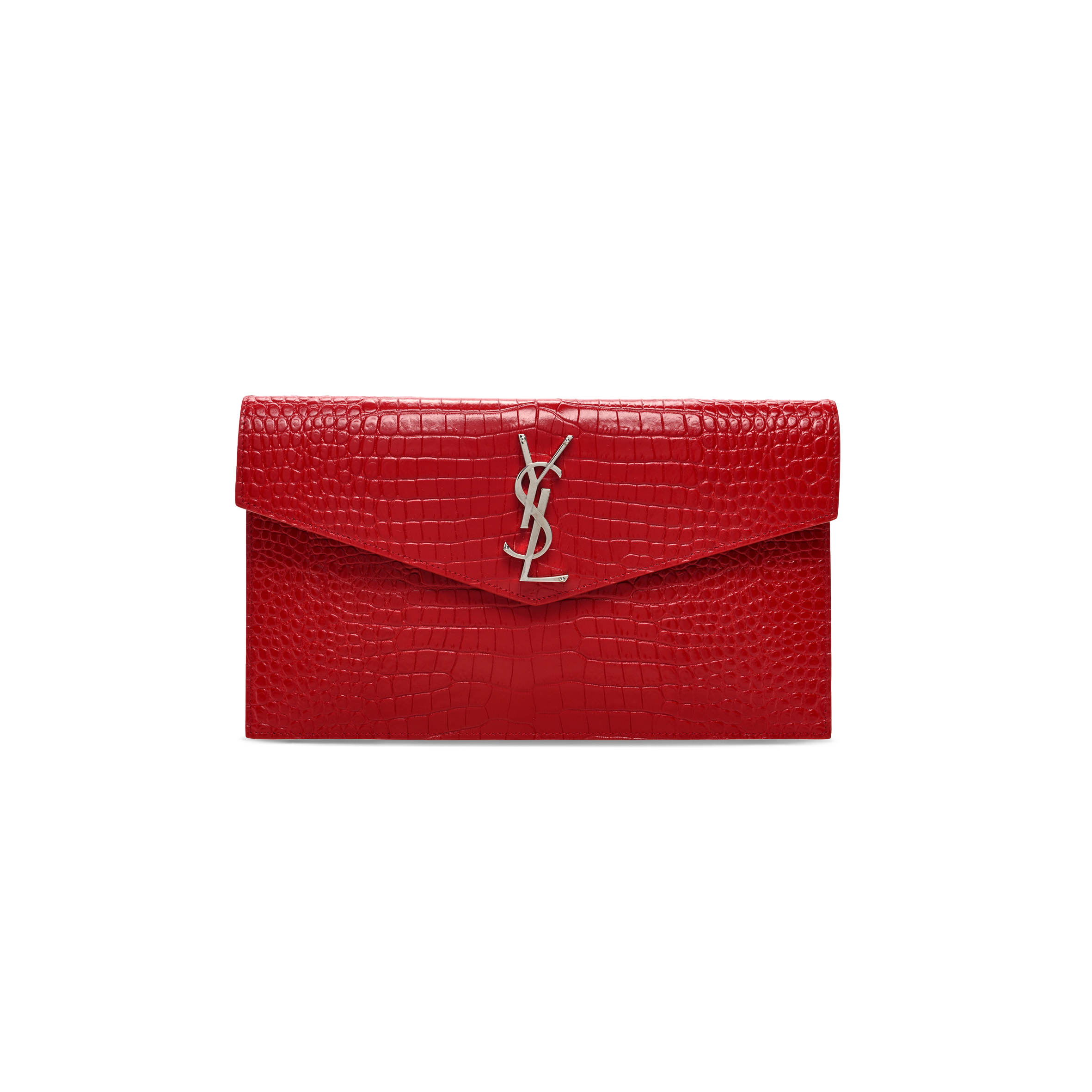 YSL UPTOWN POUCH IN CROCODILE-EMBOSSED SHINY LEATHER 5657391523720 (27*16*2cm)