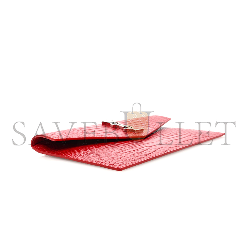 YSL UPTOWN POUCH IN CROCODILE-EMBOSSED SHINY LEATHER 5657391523720 (27*16*2cm)