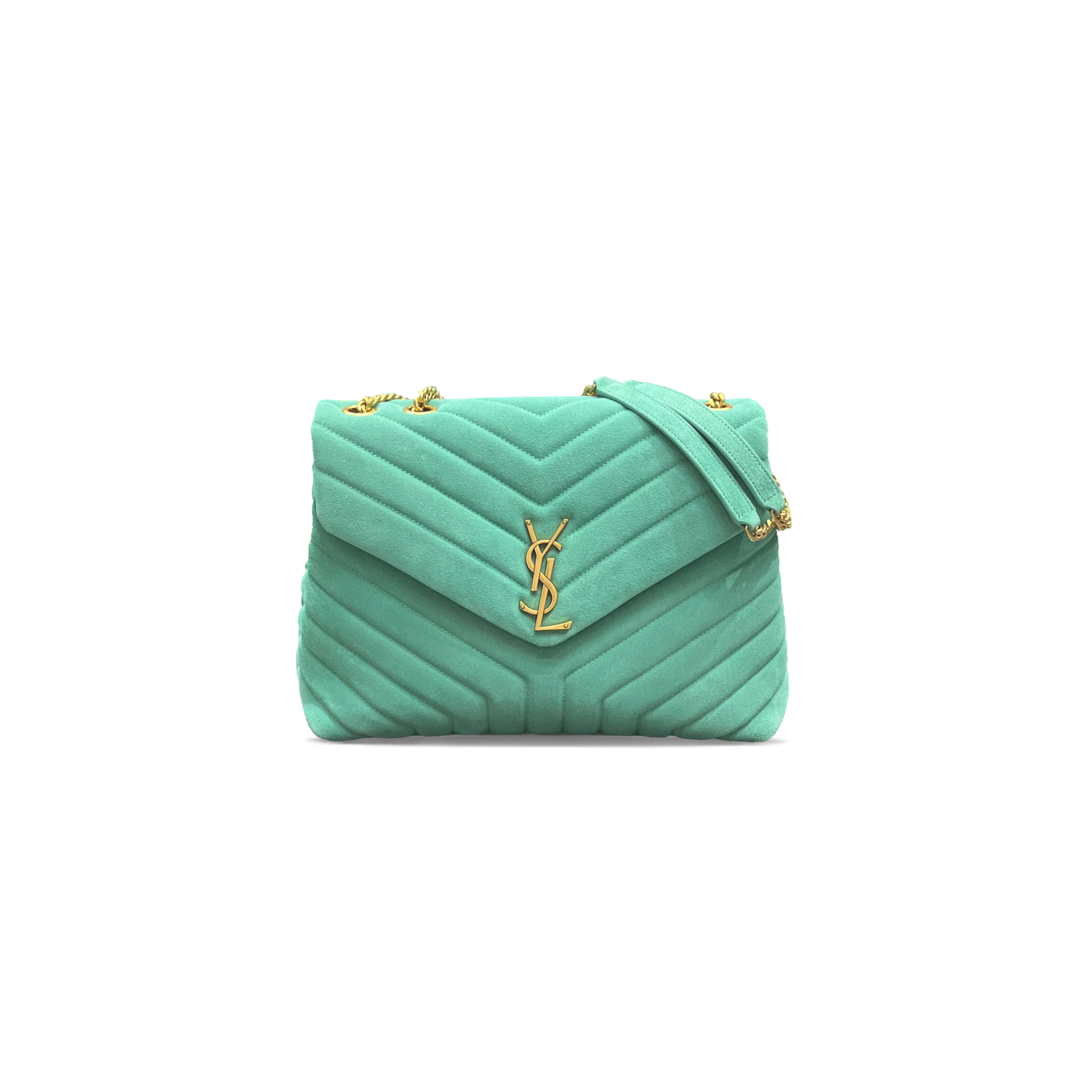YSL LOULOU MEDIUM CHAIN BAG IN SUEDE 487216600875 (32*22*12cm)