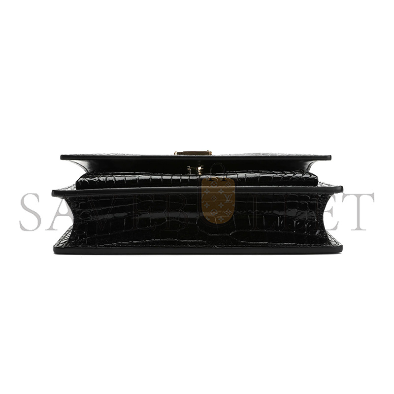 YSL SUNSET CHAIN WALLET IN CROCODILE-EMBOSSED SHINY LEATHER 533026DND1J1000 (19*14*5.5cm)