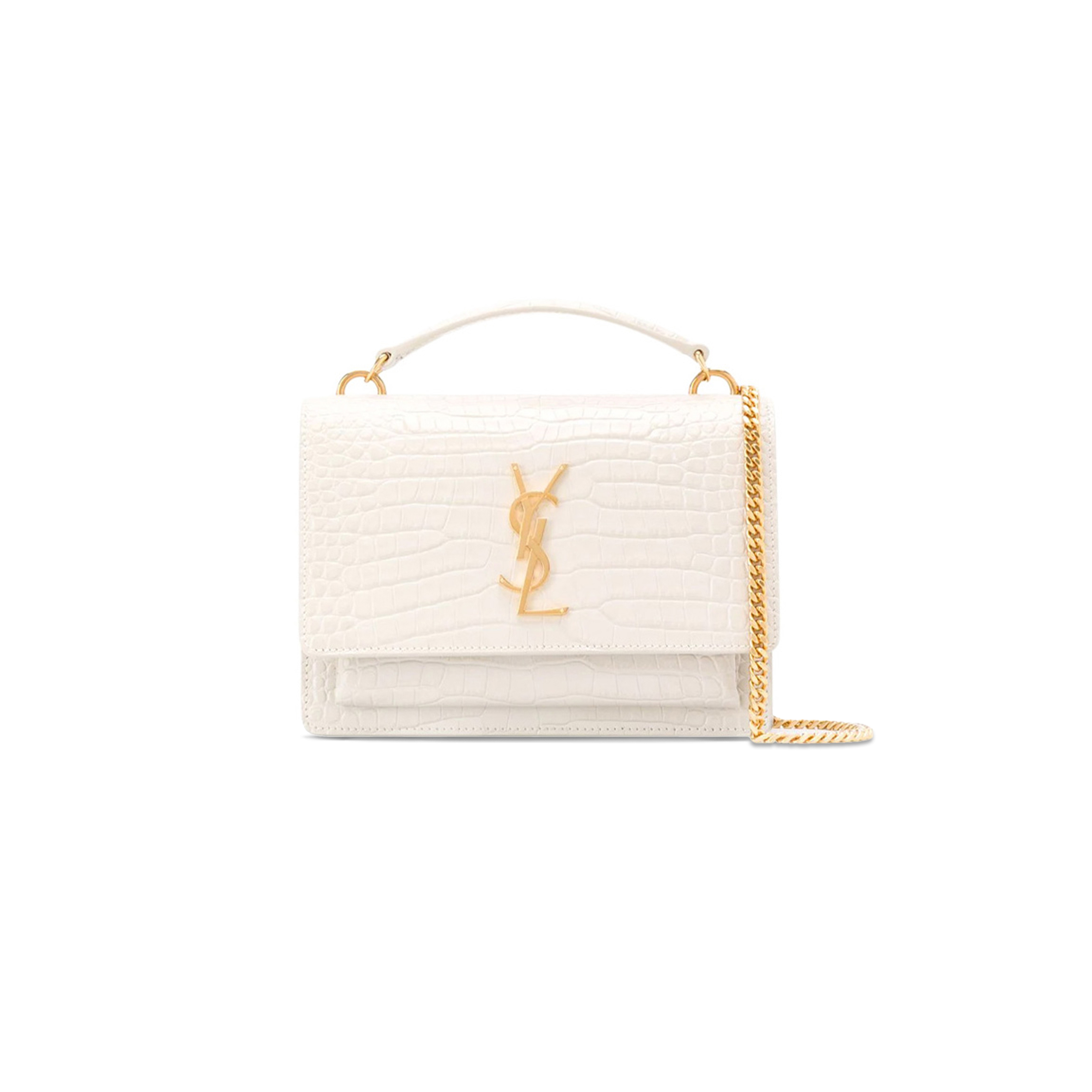 YSL SUNSET CHAIN WALLET IN CROCODILE-EMBOSSED SHINY LEATHER 533026DND1J9207 (19*14*5.5cm)