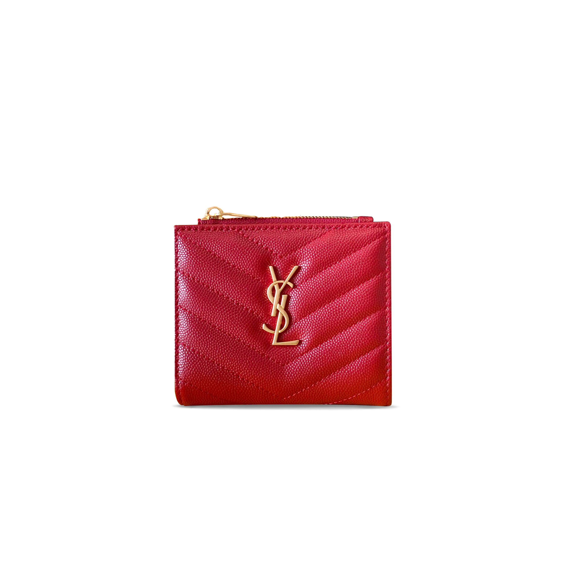 YSL CASSANDRE MATELASSÉ BI-FOLD WALLET IN GRAIN DE POUDRE LEATHER 575879300597 (10.5*8.5*2.5cm)