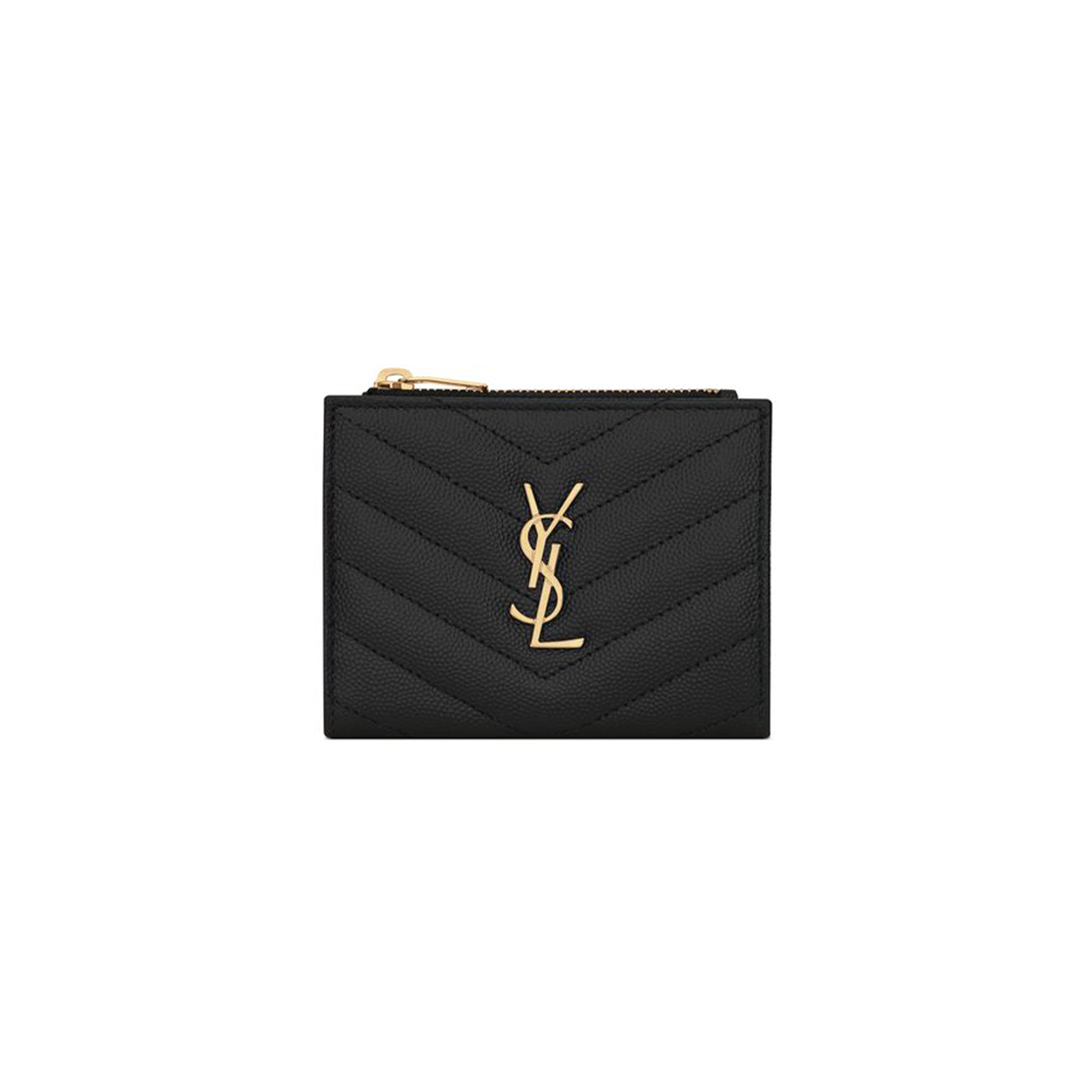 YSL CASSANDRE MATELASSÉ BI-FOLD WALLET IN GRAIN DE POUDRE LEATHER 575879BOW011000 (10.5*8.5*2.5cm)