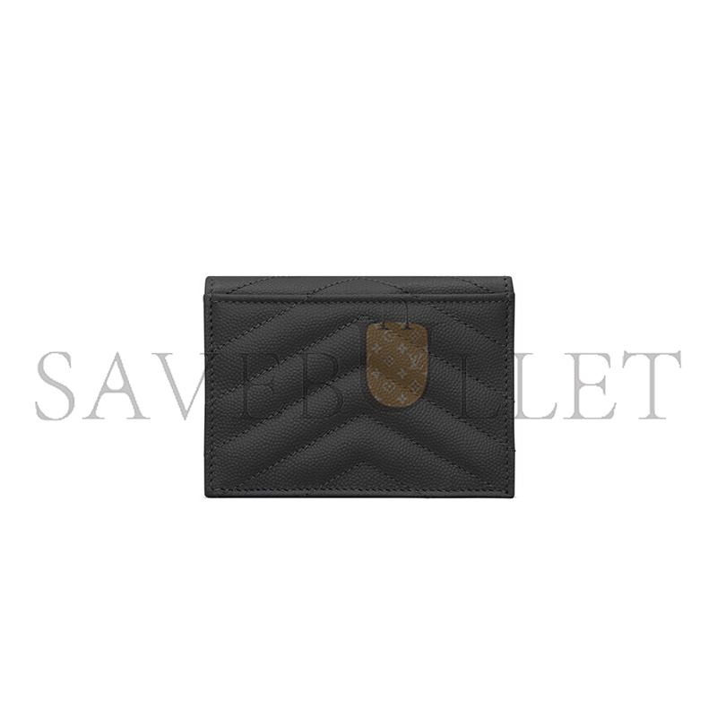 YSL CASSANDRE MATELASSÉ FLAP CARD CASE IN GRAIN DE POUDRE LEATHER 668290BOWA11000 (11*8.5*3cm)