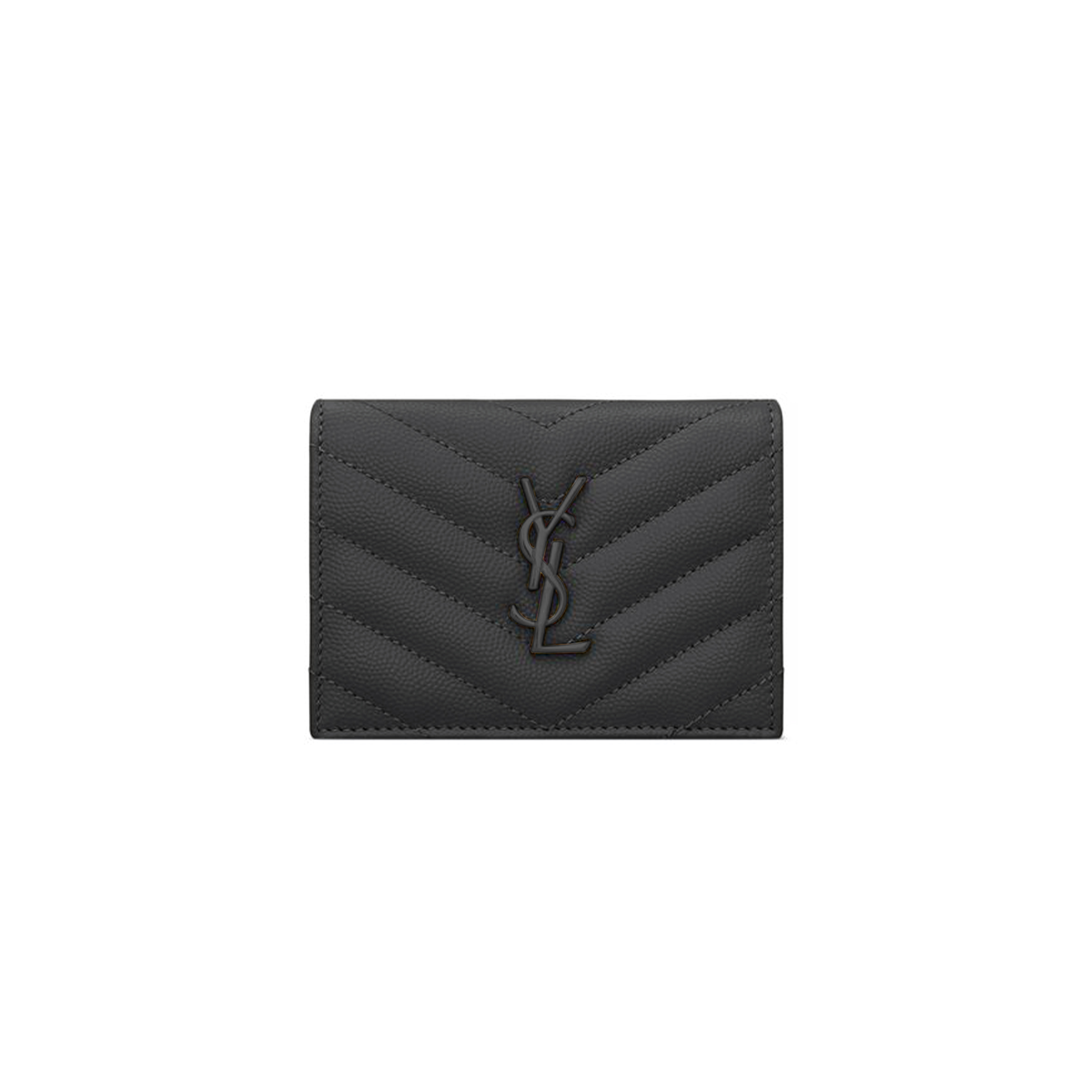 YSL CASSANDRE MATELASSÉ FLAP CARD CASE IN GRAIN DE POUDRE LEATHER 668290400578 (11*8.5*3cm)