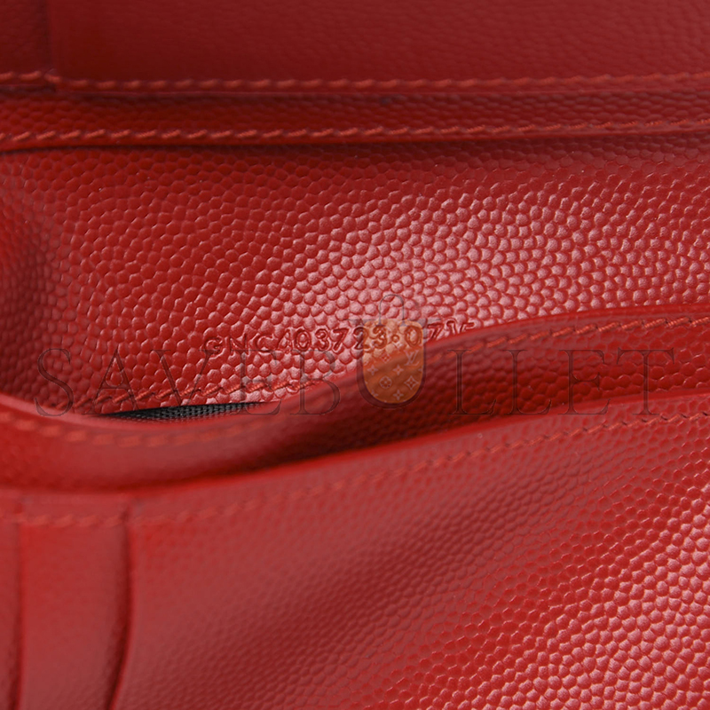 YSL CASSANDRE MATELASSÉ COMPACT ZIP AROUND WALLET IN GRAIN DE POUDRE LEATHER 403723BOW016422 (12*10*3cm)