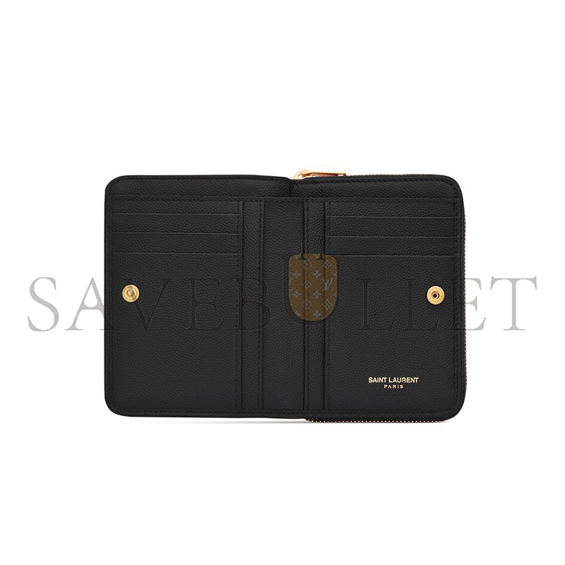 YSL CASSANDRE MATELASSÉ COMPACT ZIP AROUND WALLET IN GRAIN DE POUDRE LEATHER 668288BOW011000 (12*10*3cm) YSL CASSANDRE MATELASSÉ COMPACT ZIP AROUND WALLET IN GRAIN DE POUDRE LEATHER 668288BOW011000 (12*10*3cm)
