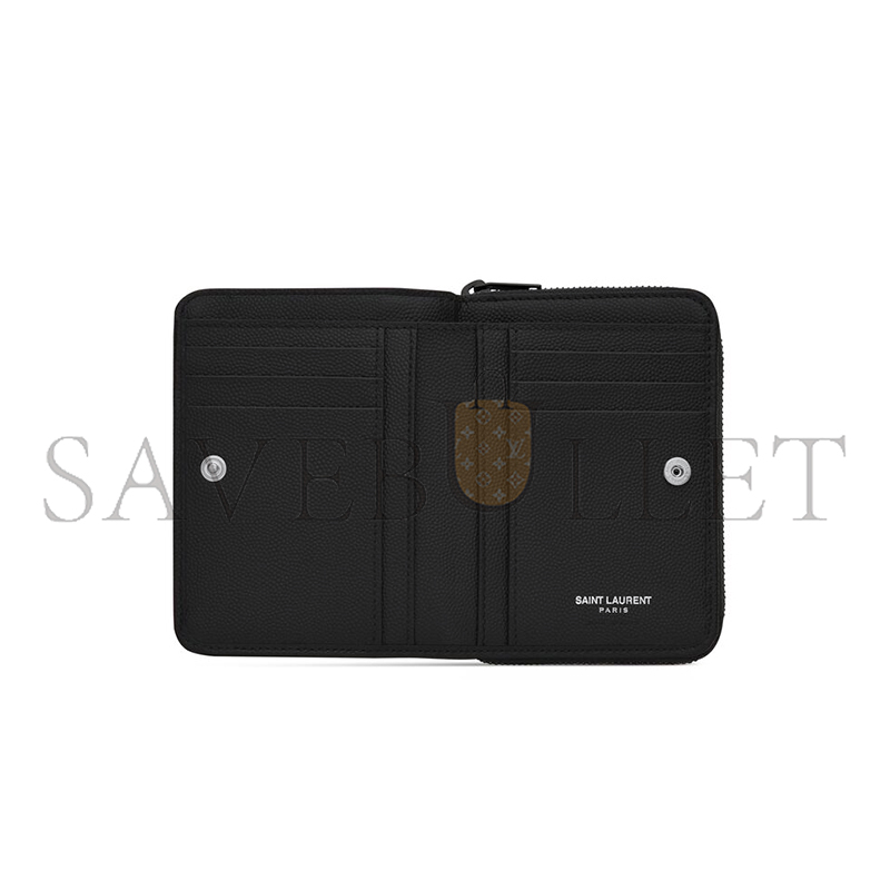 YSL CASSANDRE MATELASSÉ COMPACT ZIP AROUND WALLET IN GRAIN DE POUDRE LEATHER 668288BOW081000 (12*10*3cm) YSL CASSANDRE MATELASSÉ COMPACT ZIP AROUND WALLET IN GRAIN DE POUDRE LEATHER 668288BOW081000 (12*10*3cm)