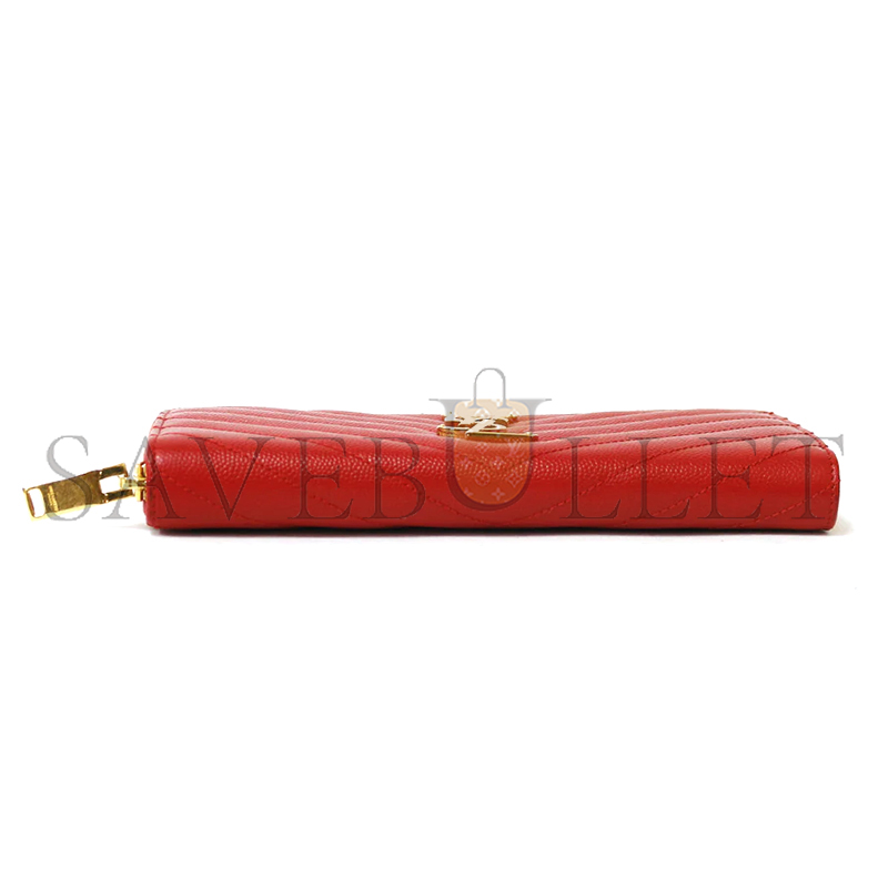 YSL CASSANDRE MATELASSÉ ZIP AROUND WALLET IN GRAIN DE POUDRE LEATHER 358094BOW016422 (19*9.5*2.5cm)