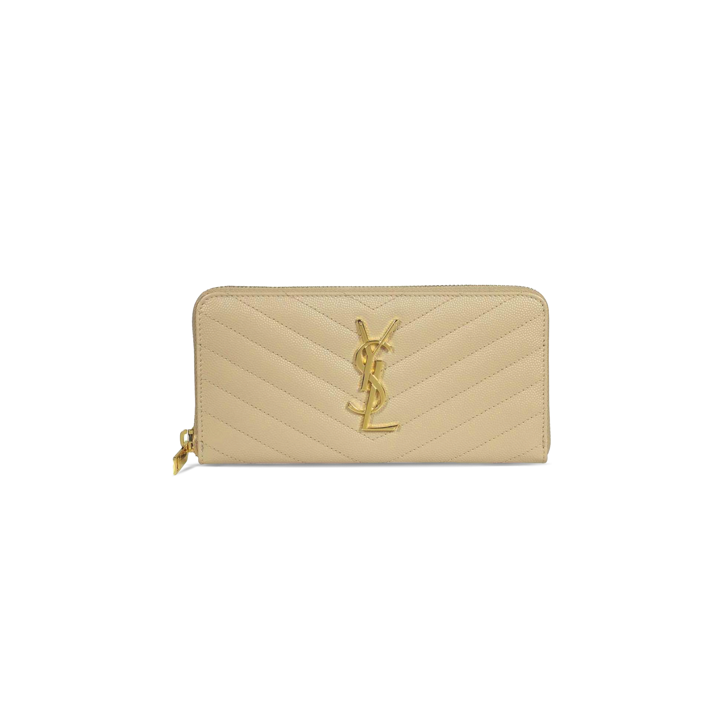 YSL CASSANDRE MATELASSÉ ZIP AROUND WALLET IN GRAIN DE POUDRE LEATHER 358094BOW019906 (19*9.5*2.5cm)