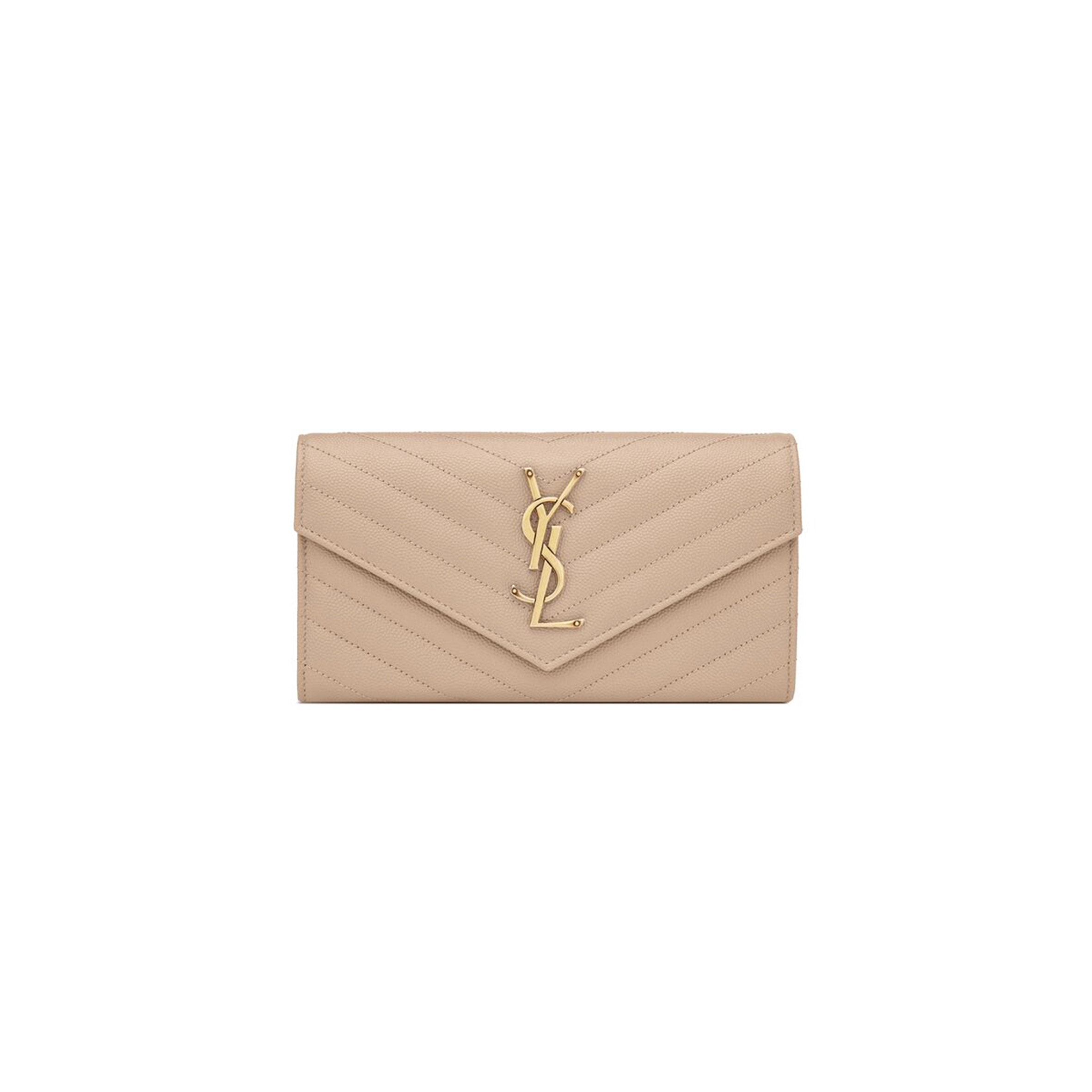YSL CASSANDRE MATELASSÉ LARGE FLAP WALLET IN GRAIN DE POUDRE LEATHER 372264BOW012721 (19*11*3cm)